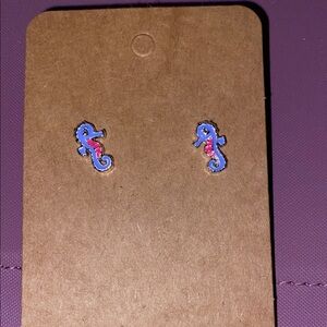 Blue and Pink Seahorse Jewelry Earrings
